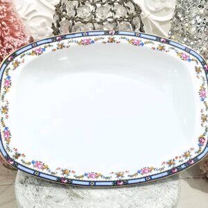 TK Thuny CARLTON Oval Vegetable Serving Bowl Dish - Czechoslovakia Thun Roses Bl